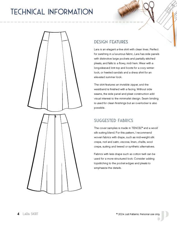 Lara Skirt - PDF Sewing Pattern