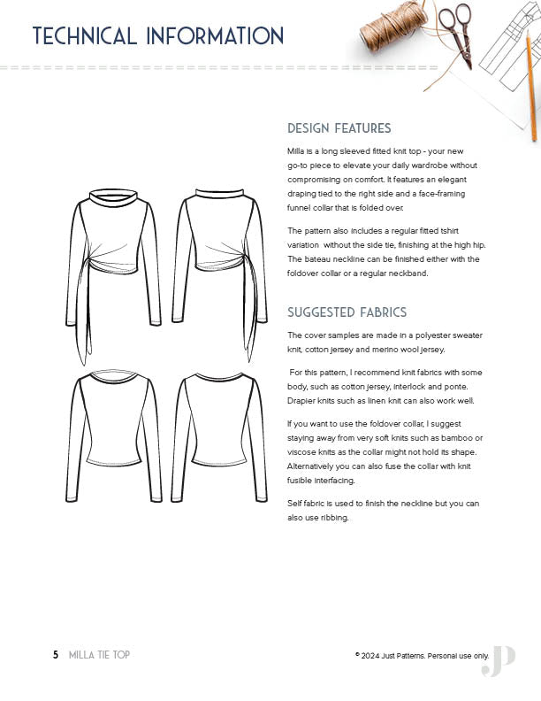 Milla Tie Top - PDF Sewing Pattern