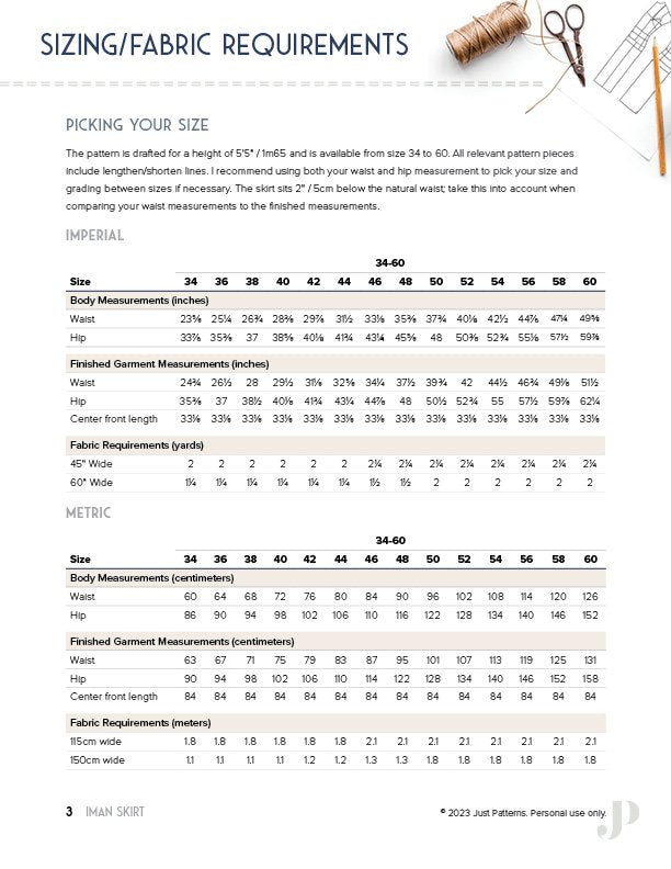 Iman Skirt - PDF Sewing Pattern