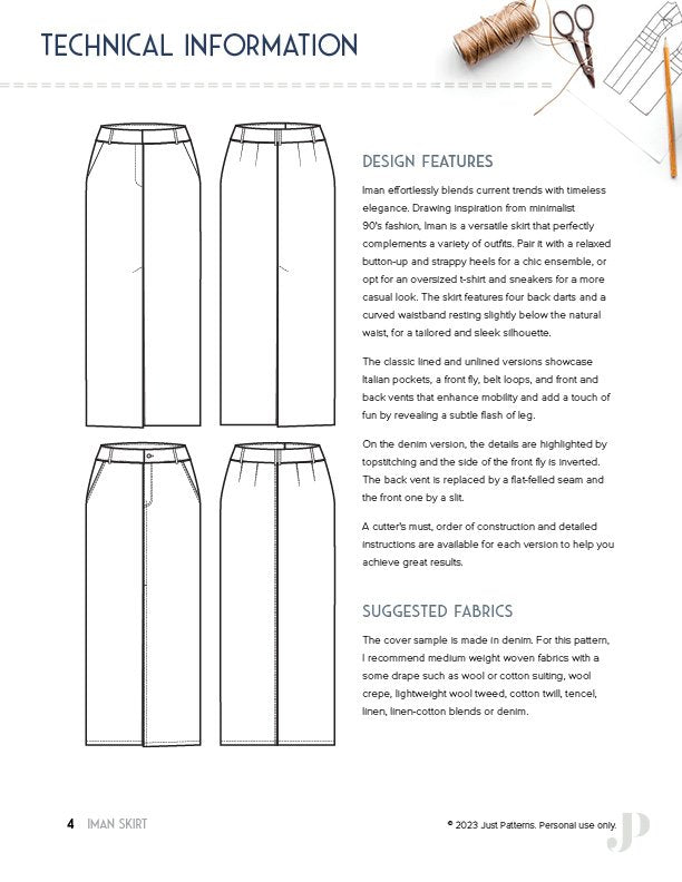 Iman Skirt - PDF Sewing Pattern