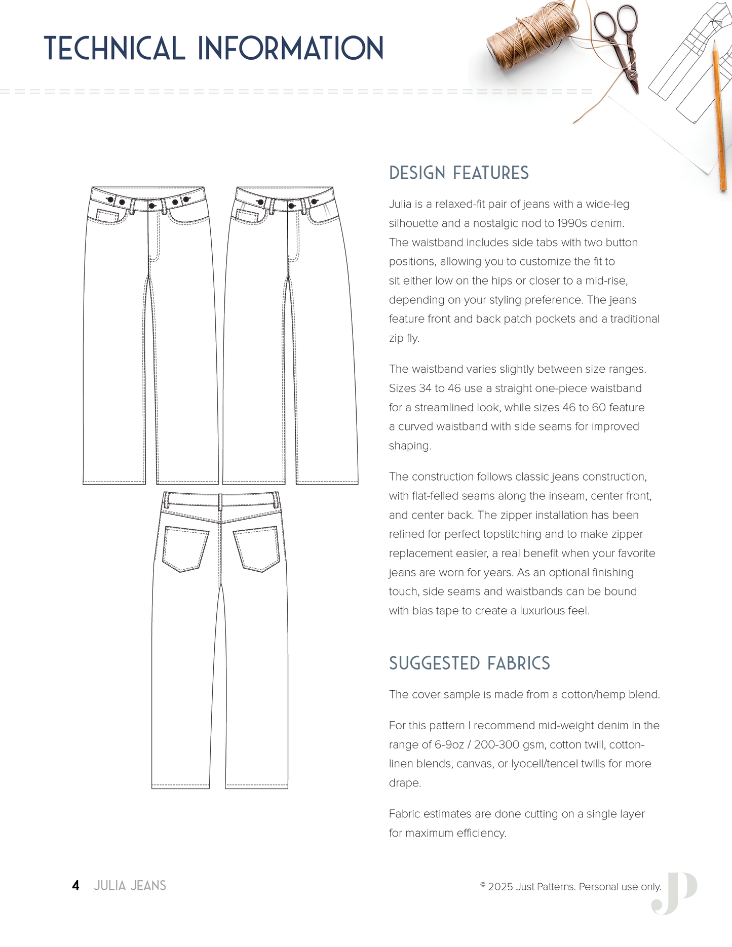 Julia Jeans - PDF Sewing Pattern
