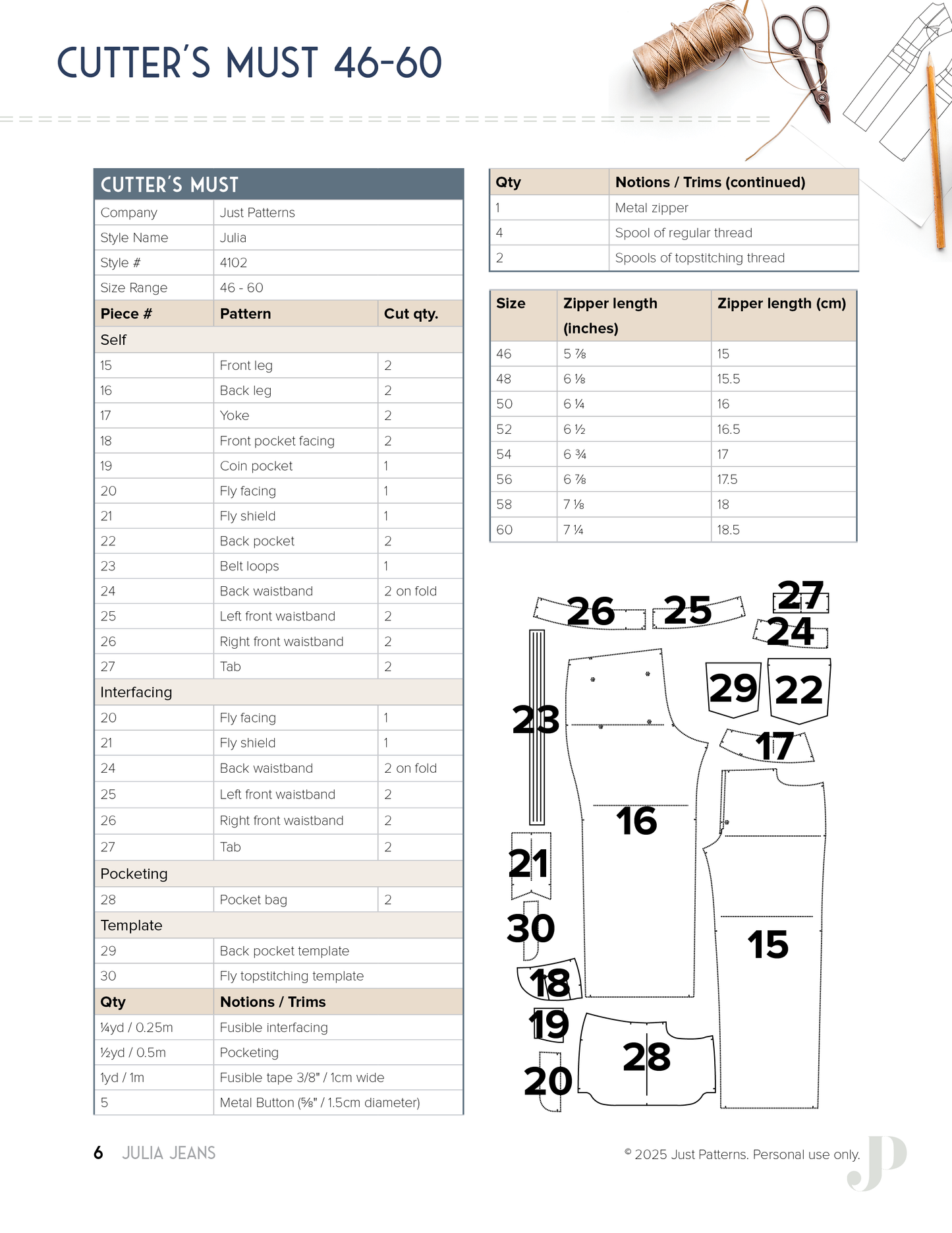 Julia Jeans - PDF Sewing Pattern