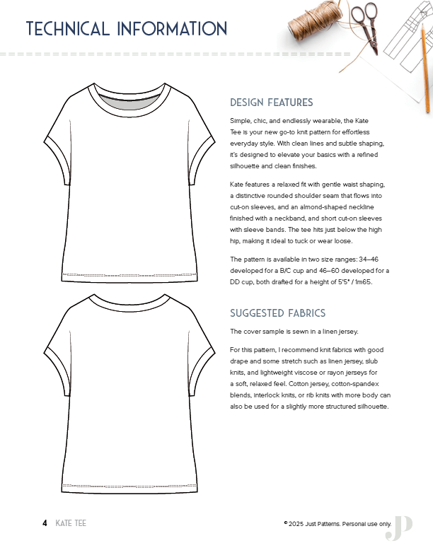 Kate Tee - PDF Sewing Pattern