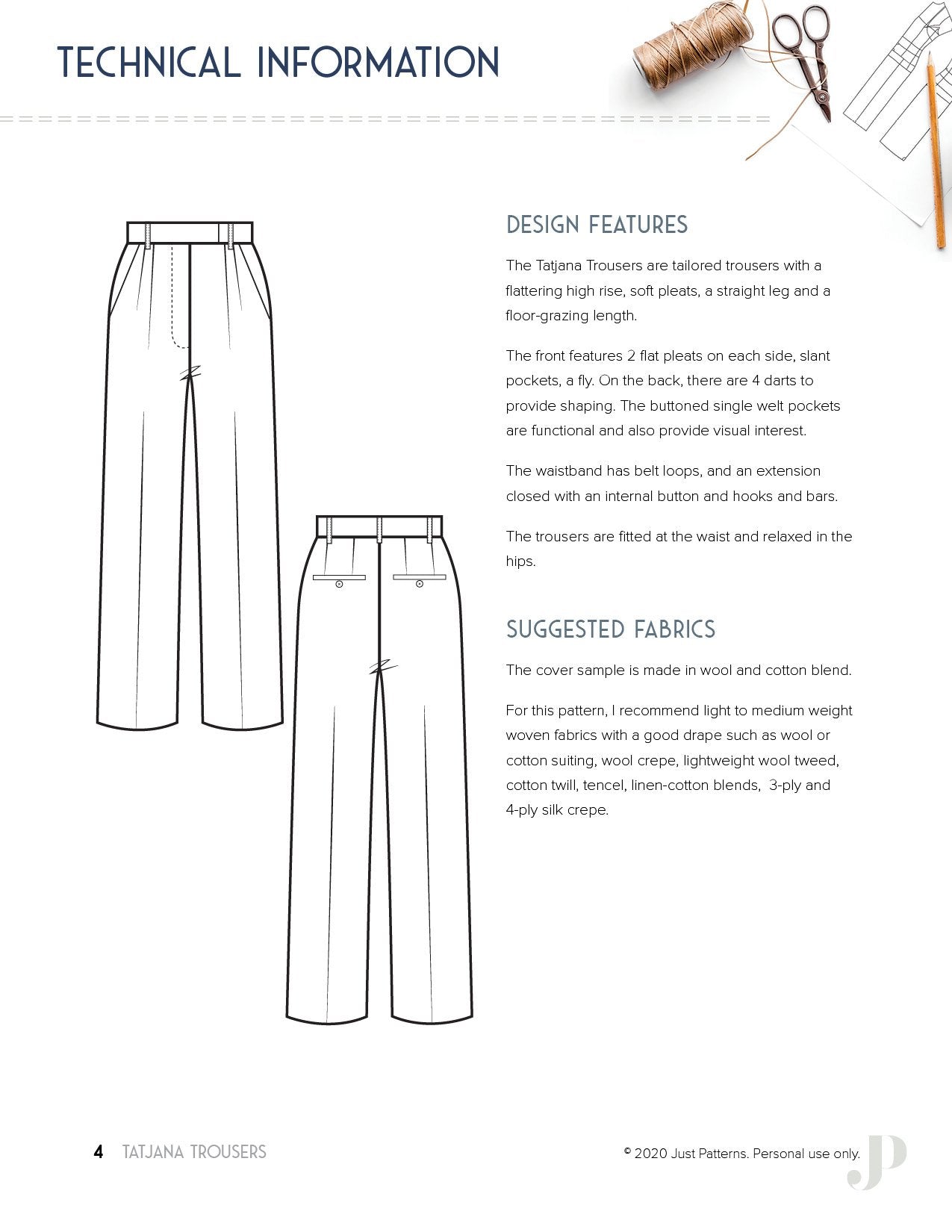 Tatjana Trousers - PDF Sewing Pattern