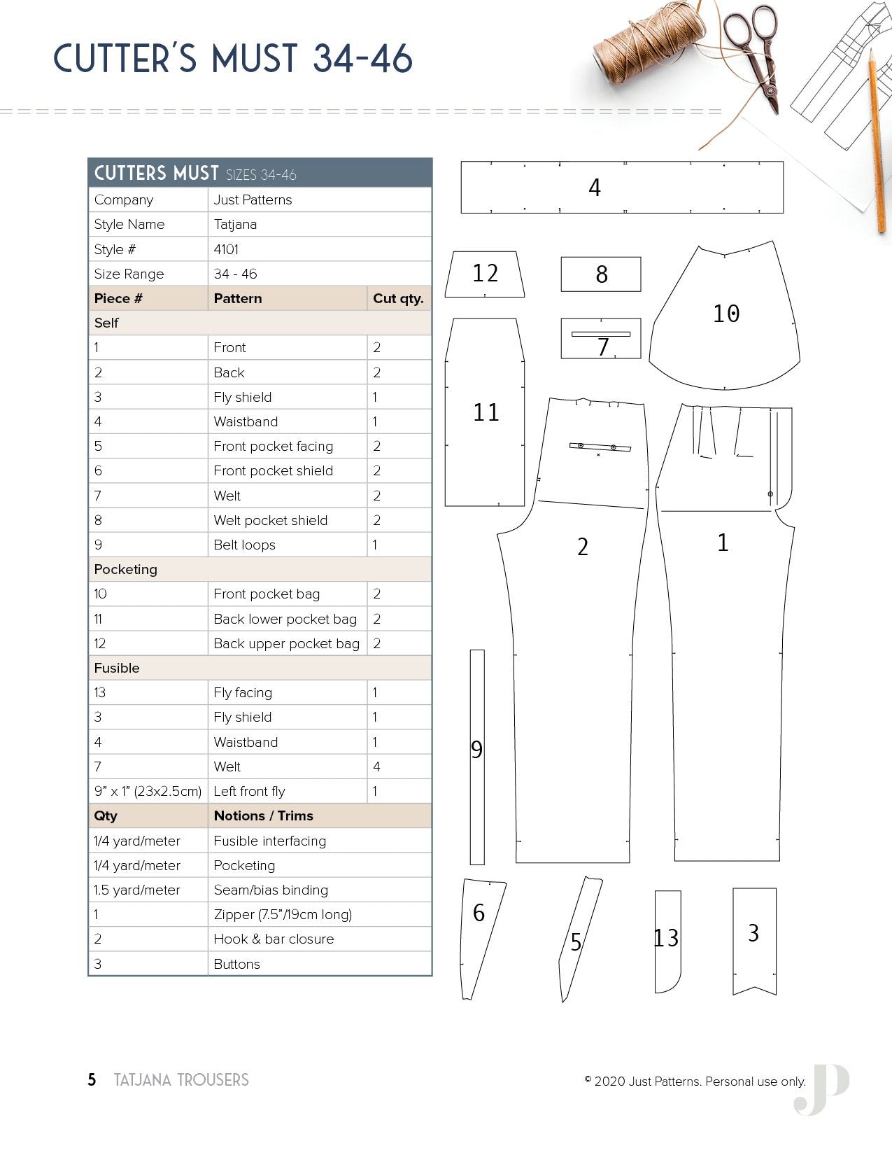 Tatjana Trousers - PDF Sewing Pattern