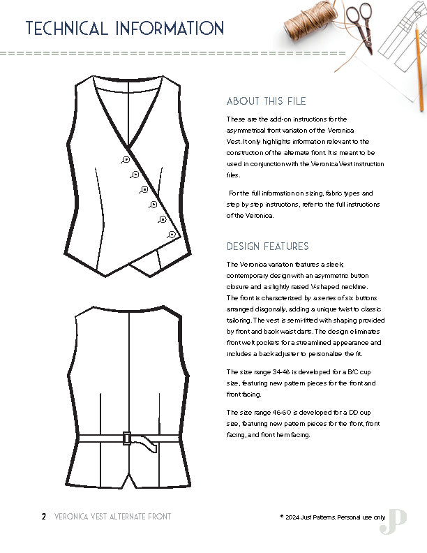 Veronica Vest - PDF Sewing Pattern