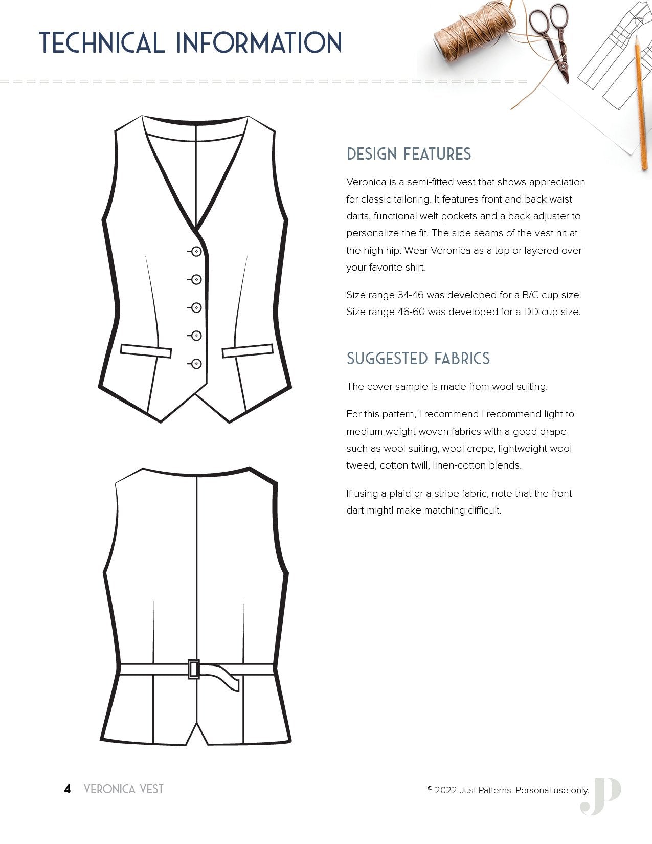 Veronica Vest - PDF Sewing Pattern
