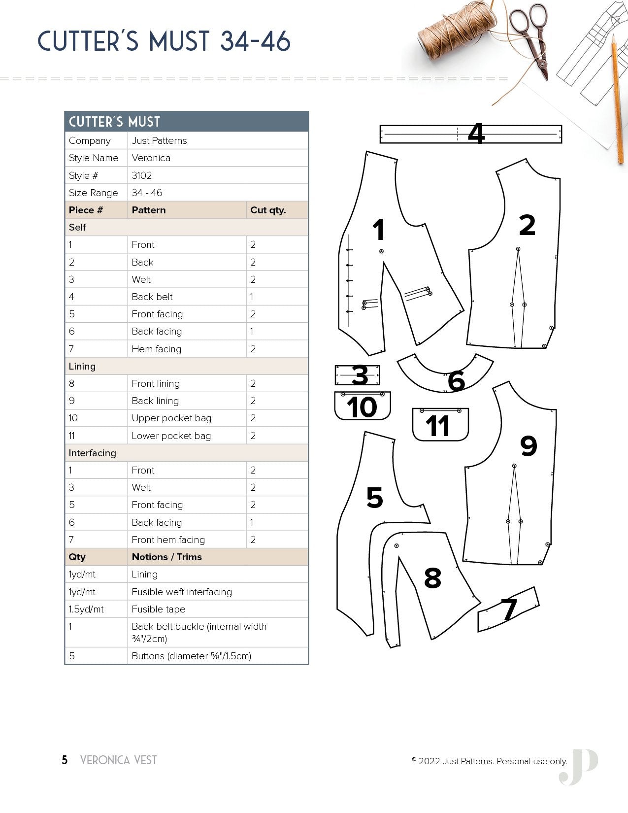 Veronica Vest - PDF Sewing Pattern