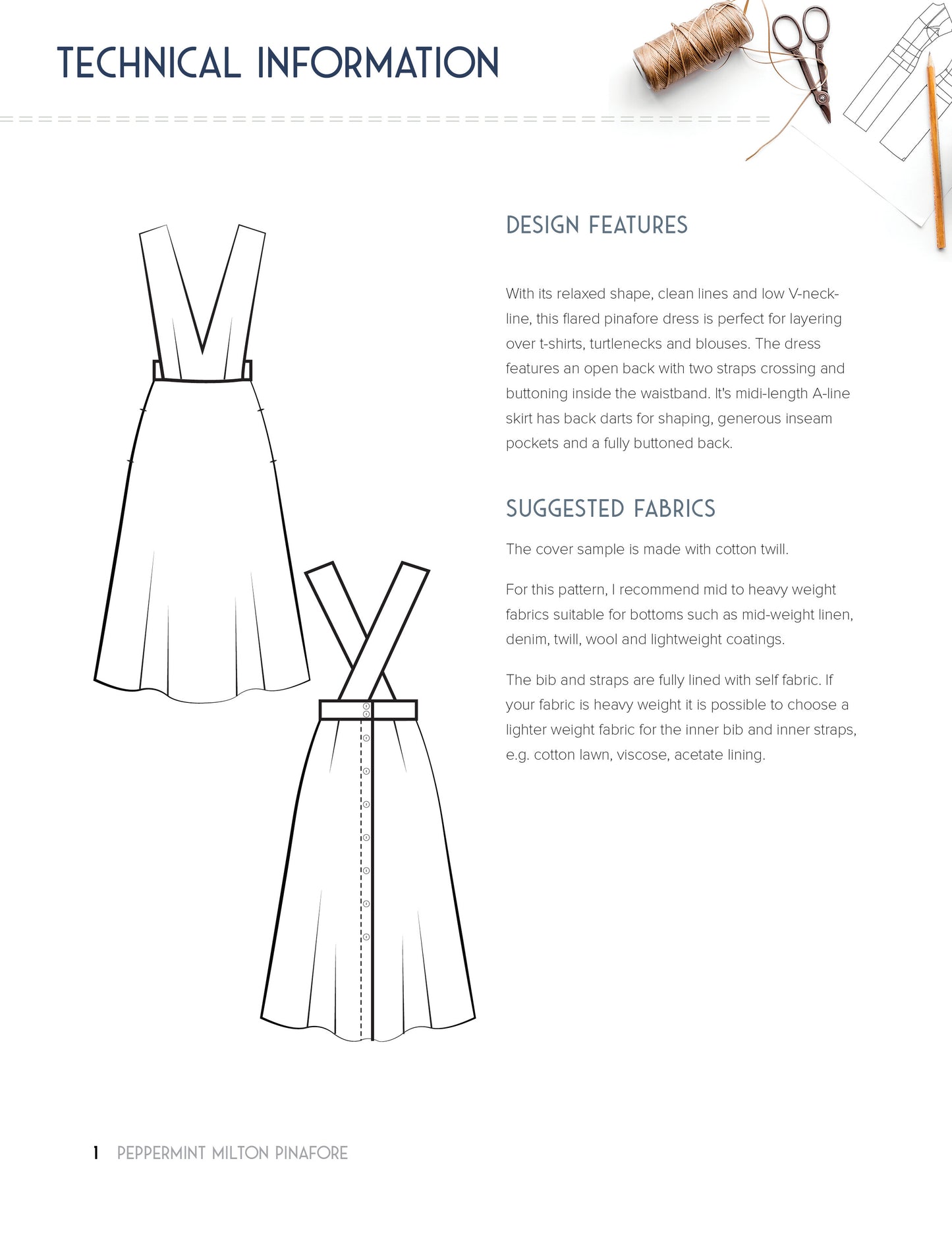 Peppermint Milton Pinafore - PDF Sewing Patterns