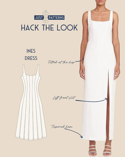Ines Dress ✂️ Hack The Look - Just Patterns advice column, hack the look, indie pattern business, ines, ines dress, just patterns, pattern hack, pattern hacking, sewing business, tutorial