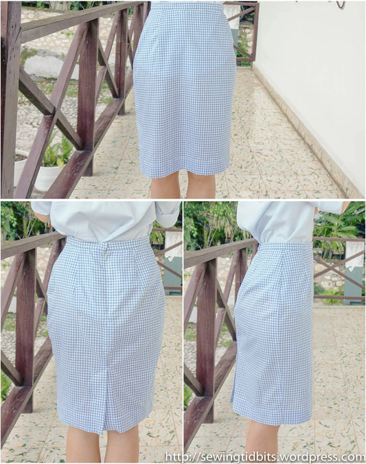 Open Skirt Project - Just Patterns free sewing pattern, gingham, muslin, pencil skirt, sewing, skirt, toile