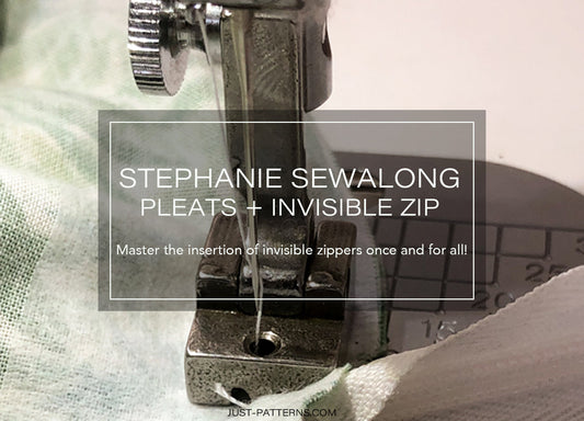 Stephanie Sewalong - Invisible Zipper and Pleats - Just Patterns invisible zipper, sewalong, sewing tutorial, skirt pattern, stephanie, stephanie skirt, stephanie skirt sewalong, zipper tutorial