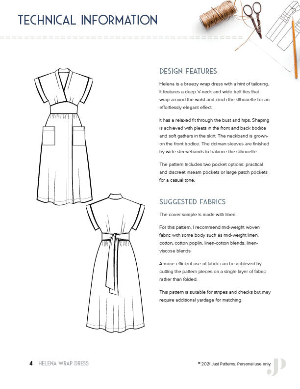 PDF Sewing Pattern for Deep V Neck Pinafore Dress With Circle Skirt and  Huge Pockets 