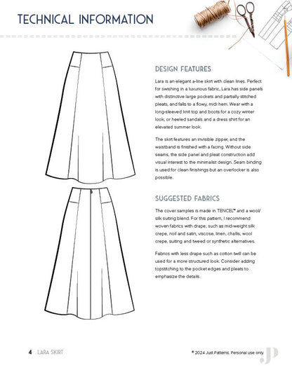 Lara Skirt - PDF Sewing Pattern