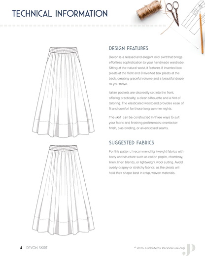 Devon Skirt – PDF Sewing Pattern