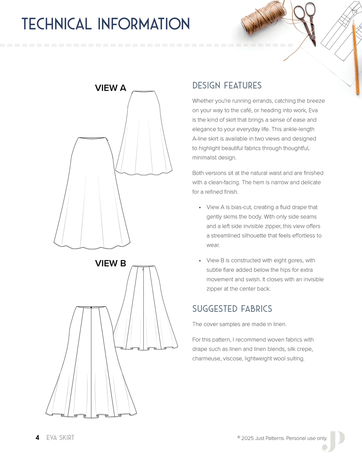 Eva Skirt – PDF Sewing Pattern