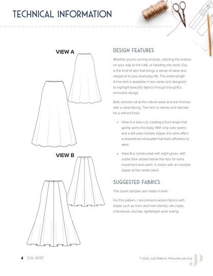 Eva Skirt – PDF Sewing Pattern