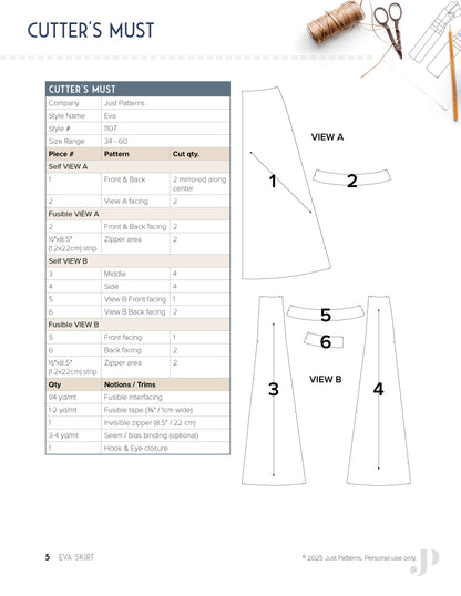 Eva Skirt – PDF Sewing Pattern