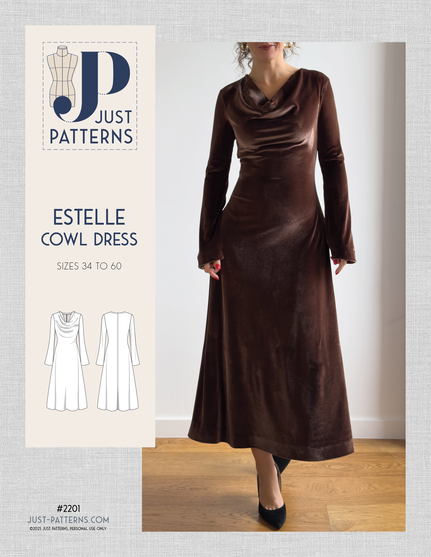 Estelle Cowl Dress – PDF Sewing Pattern