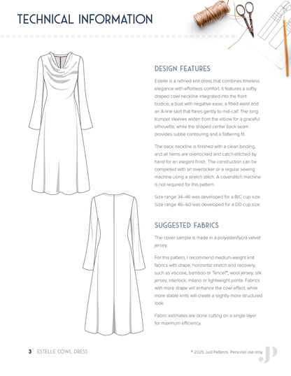 Estelle Cowl Dress – PDF Sewing Pattern