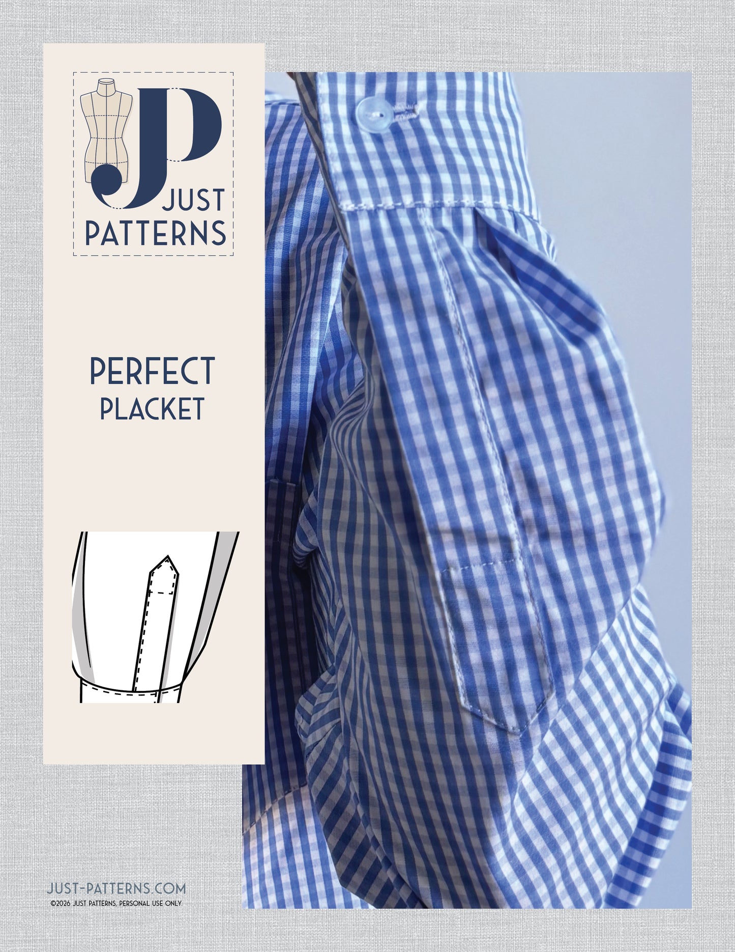 Patron de couture Perfect Placket Pattern PDF – patron tutoriel patte de boutonnage femme tailles 34–60 – Just Patterns