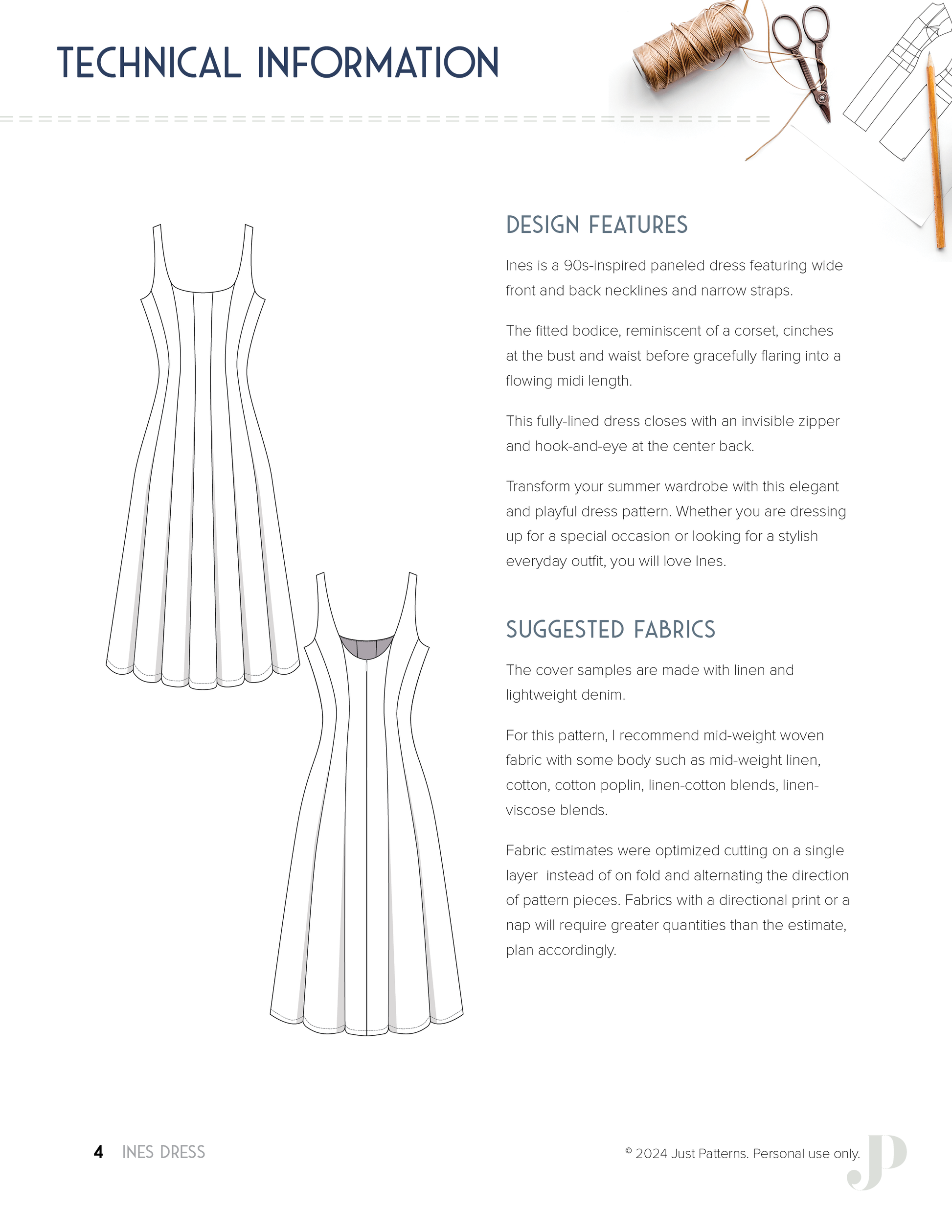 Ines Dress - PDF Sewing Pattern – Just Patterns