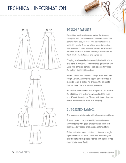 Naomi Dress – PDF Sewing Pattern