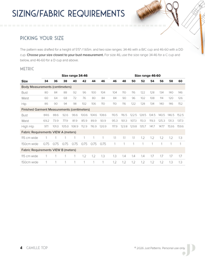 Camille Top – PDF Sewing Pattern