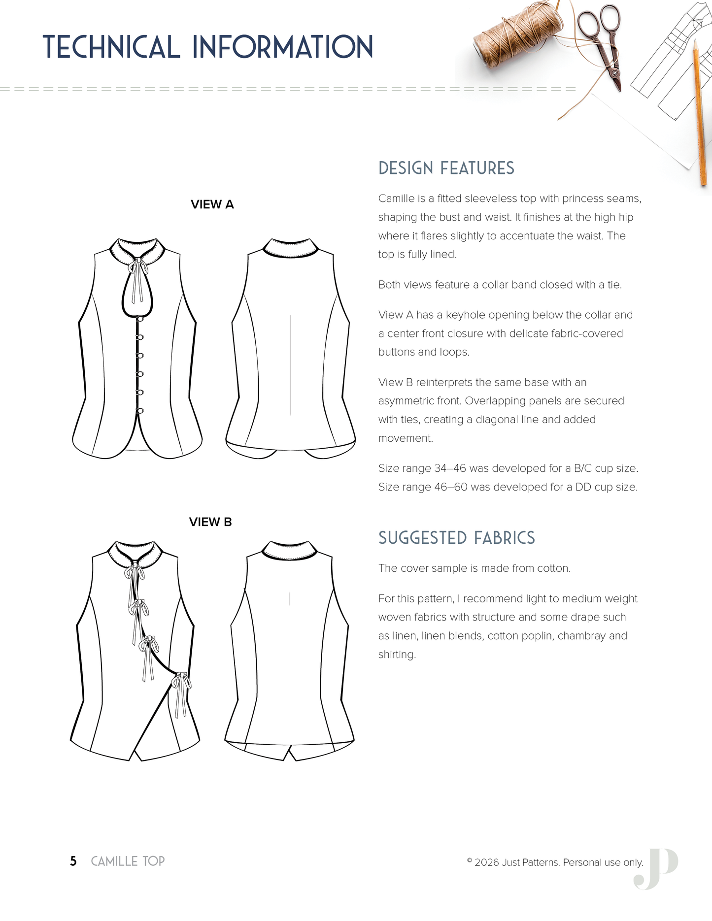 Camille Top – PDF Sewing Pattern