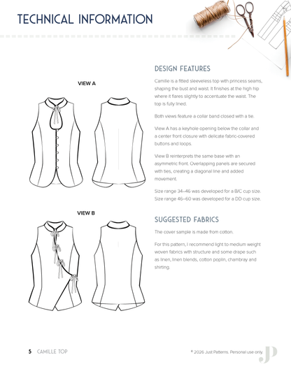 Camille Top – PDF Sewing Pattern
