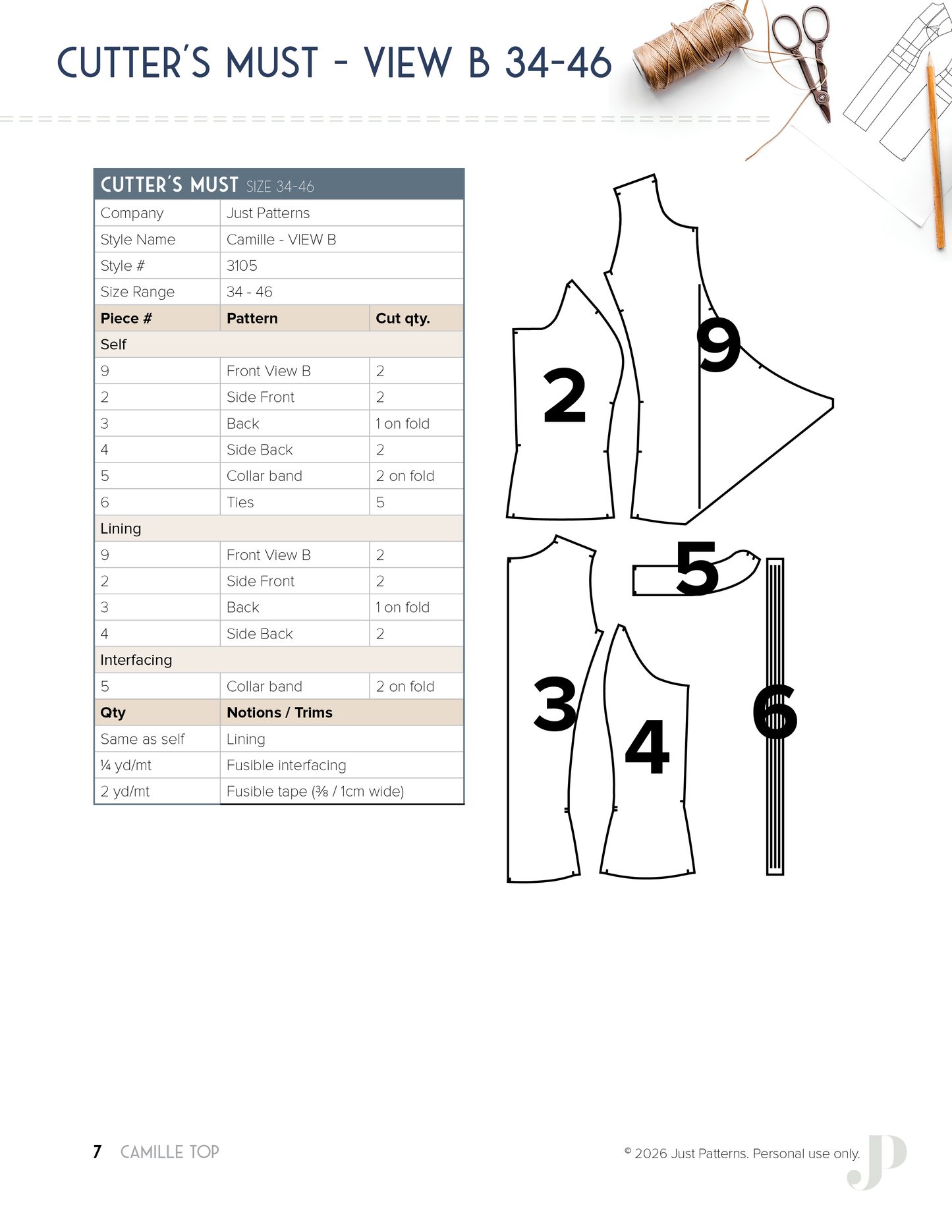 Camille Top – PDF Sewing Pattern