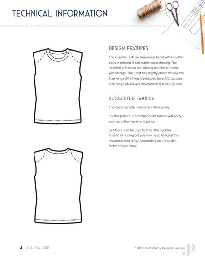 Claudia Tank - PDF Sewing Pattern