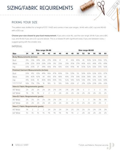 Giselle Shirt – PDF Sewing Pattern