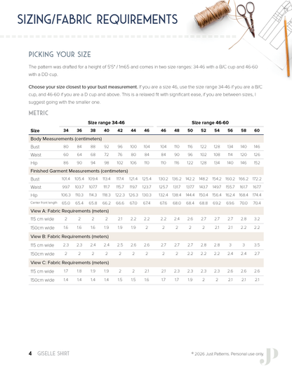 Giselle Shirt – PDF Sewing Pattern