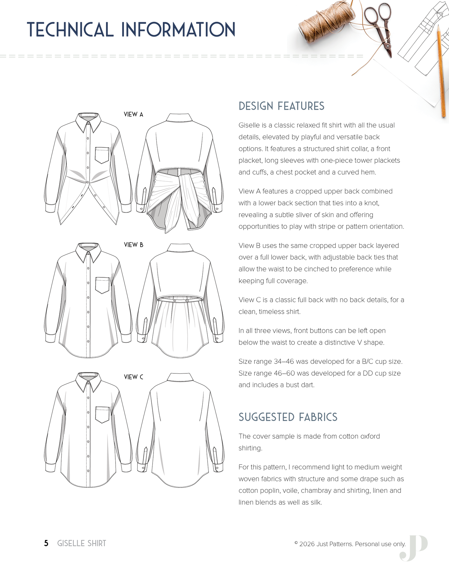 Giselle Shirt – PDF Sewing Pattern