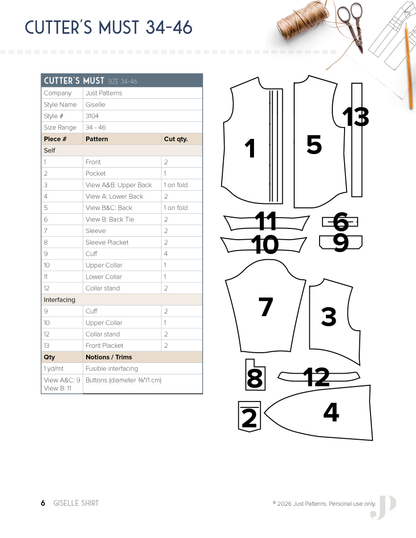 Giselle Shirt – PDF Sewing Pattern