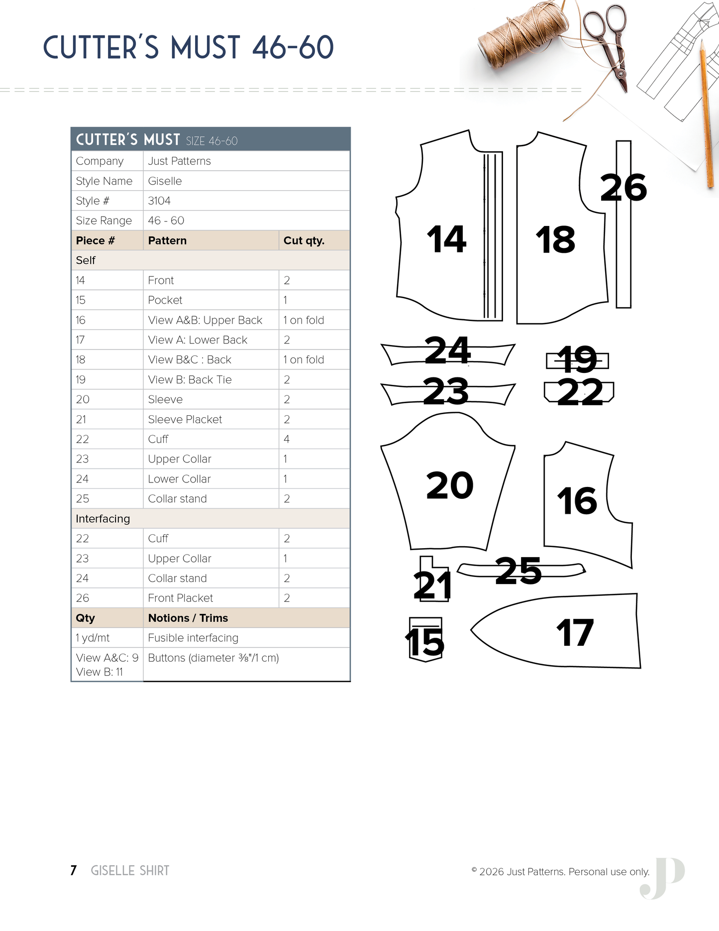 Giselle Shirt – PDF Sewing Pattern