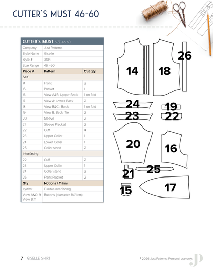 Giselle Shirt – PDF Sewing Pattern