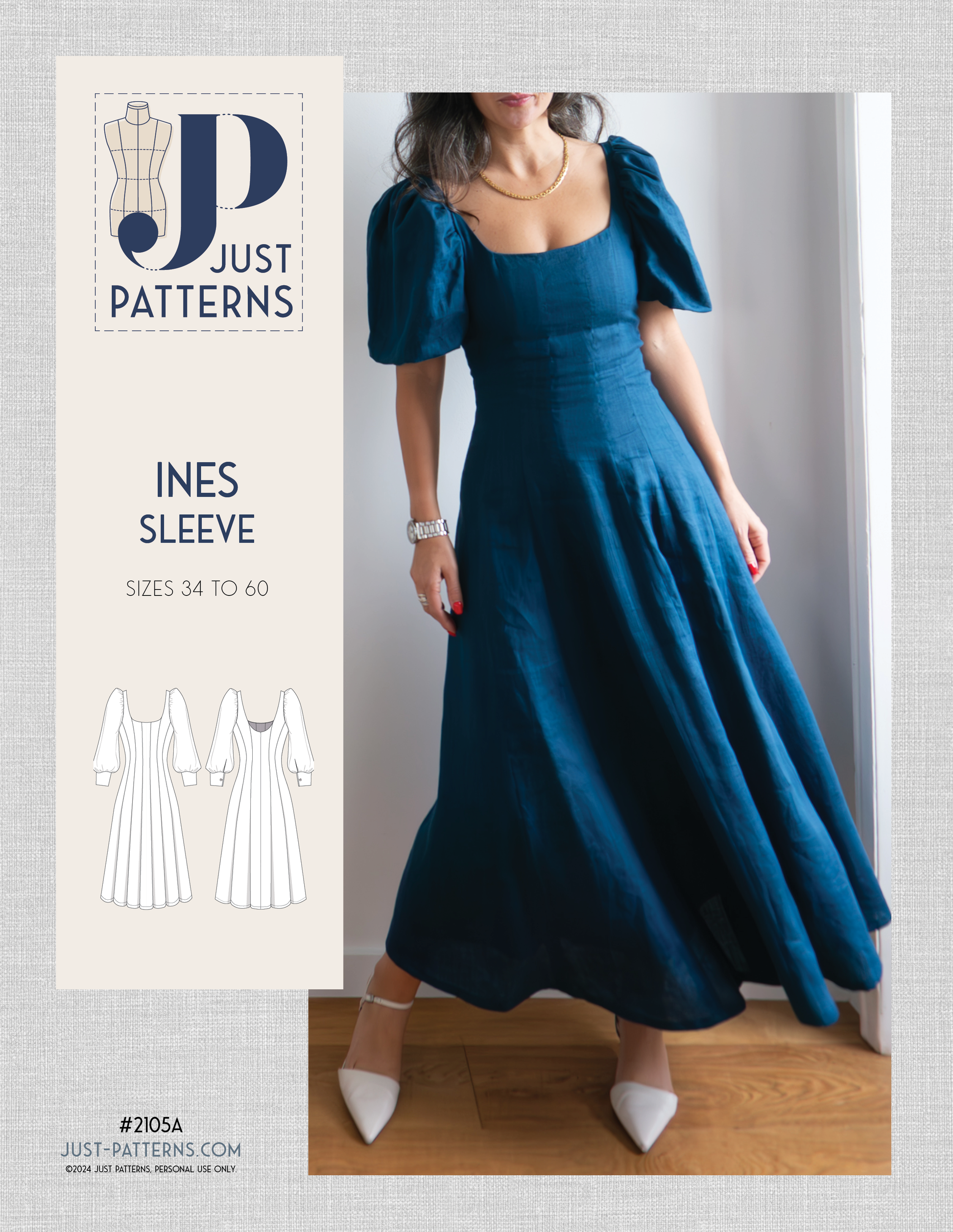 Ines Sleeve - PDF Sewing Pattern Just Patterns Ines Sleeve - PDF Sewing Pattern Just Patterns