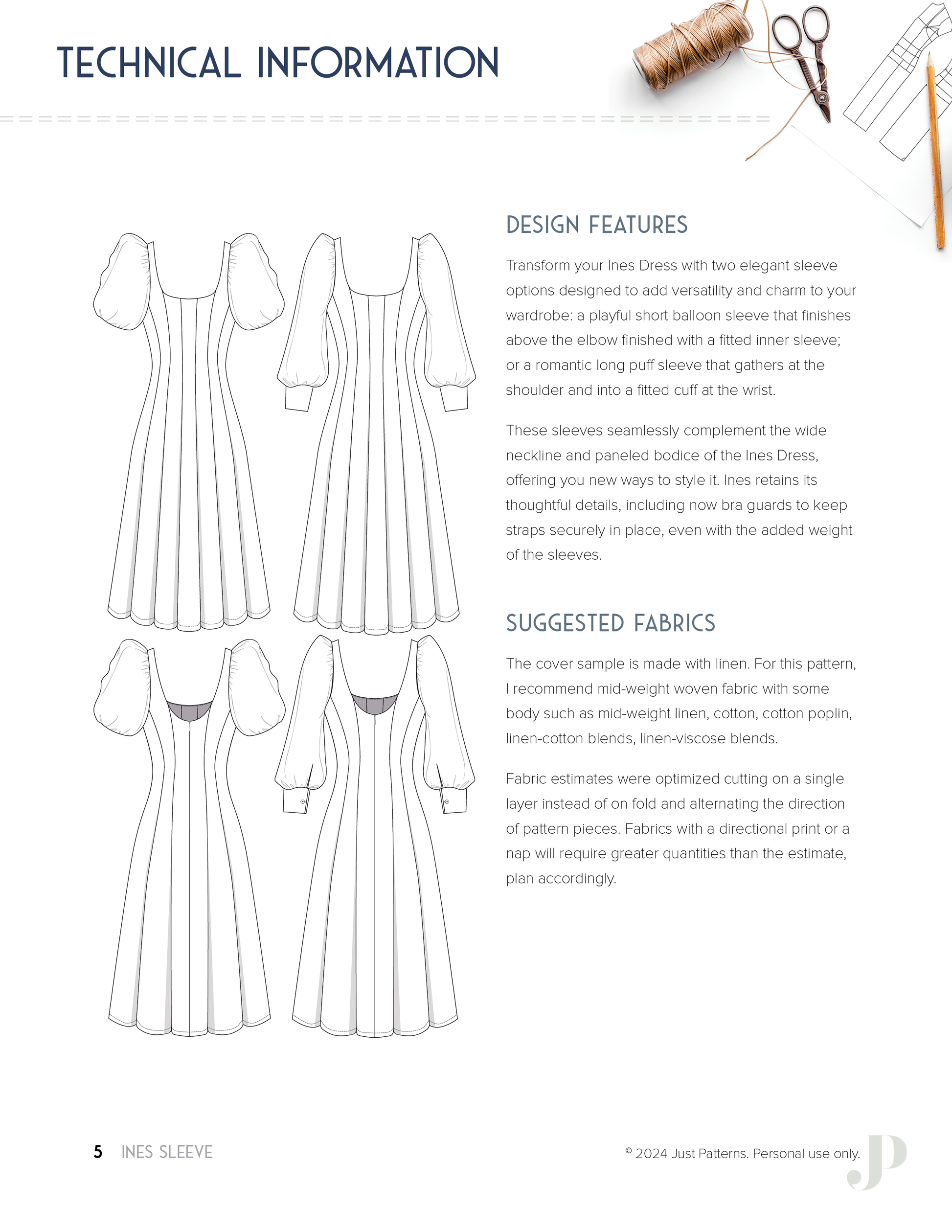 Ines Sleeve - PDF Sewing Pattern Just Patterns Ines Sleeve - PDF Sewing Pattern Just Patterns