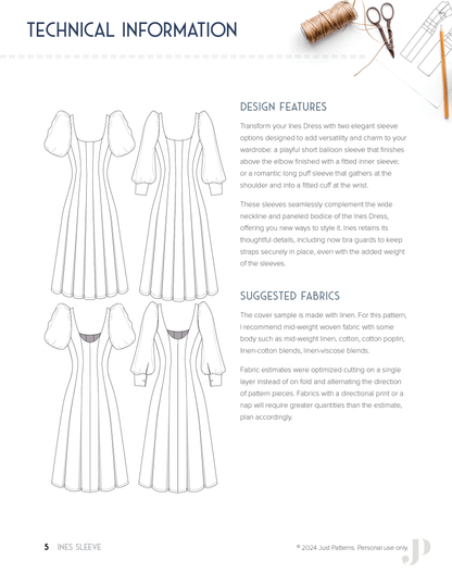 Ines Sleeve - PDF Sewing Pattern