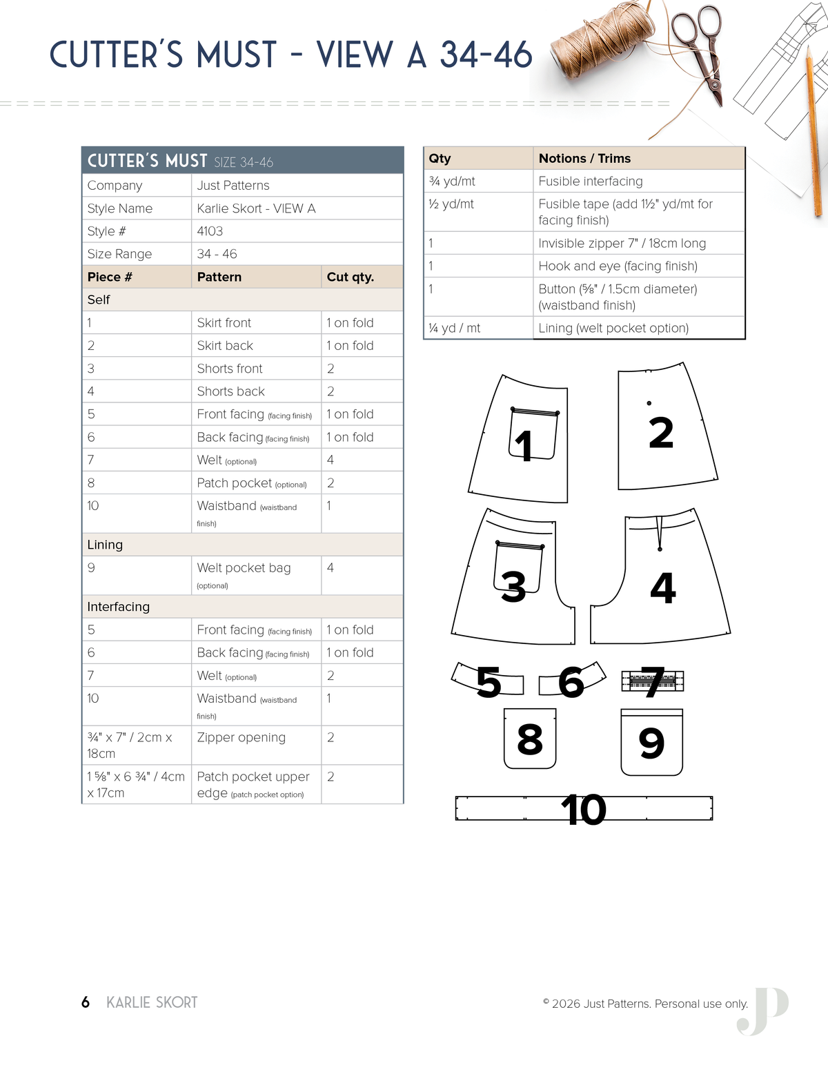 Patron Karlie Skort – PDF