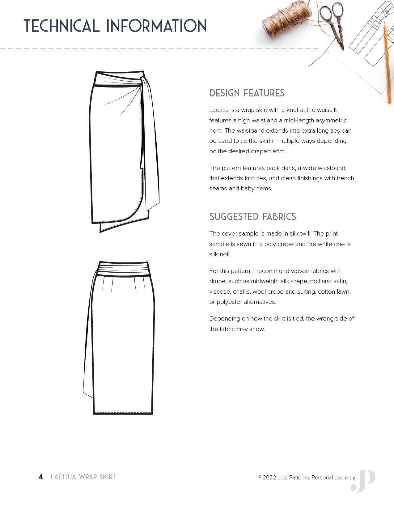 Laetitia Wrap Skirt - PDF Sewing Pattern – Just Patterns
