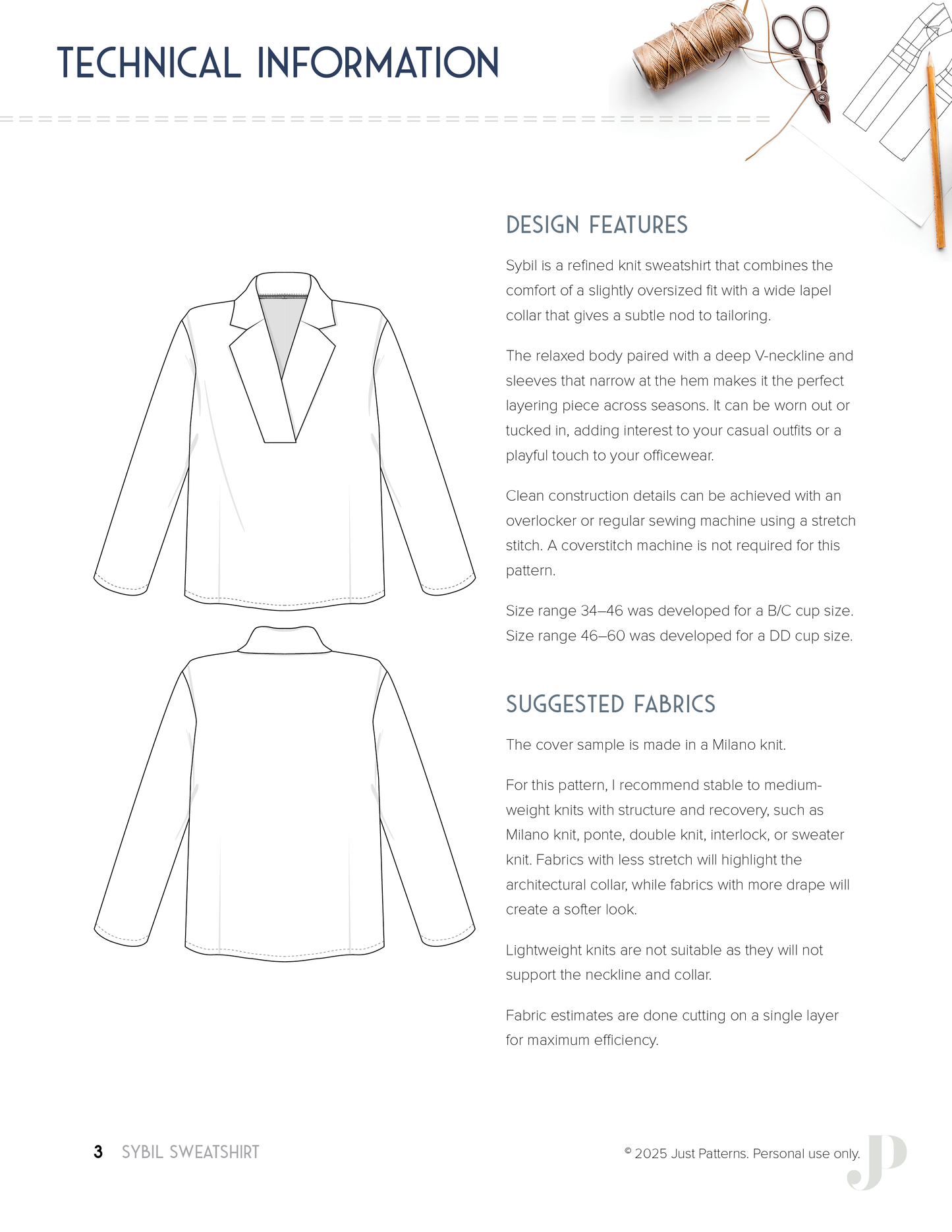 Sybil Sweatshirt – PDF Sewing Pattern