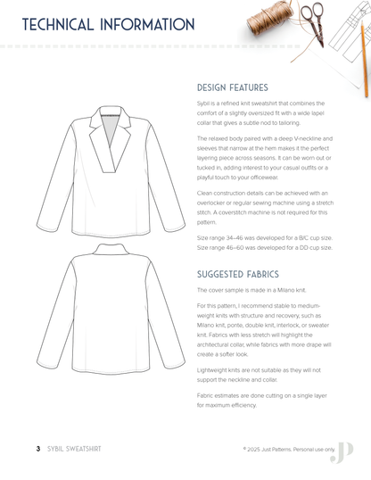 Sybil Sweatshirt – PDF Sewing Pattern