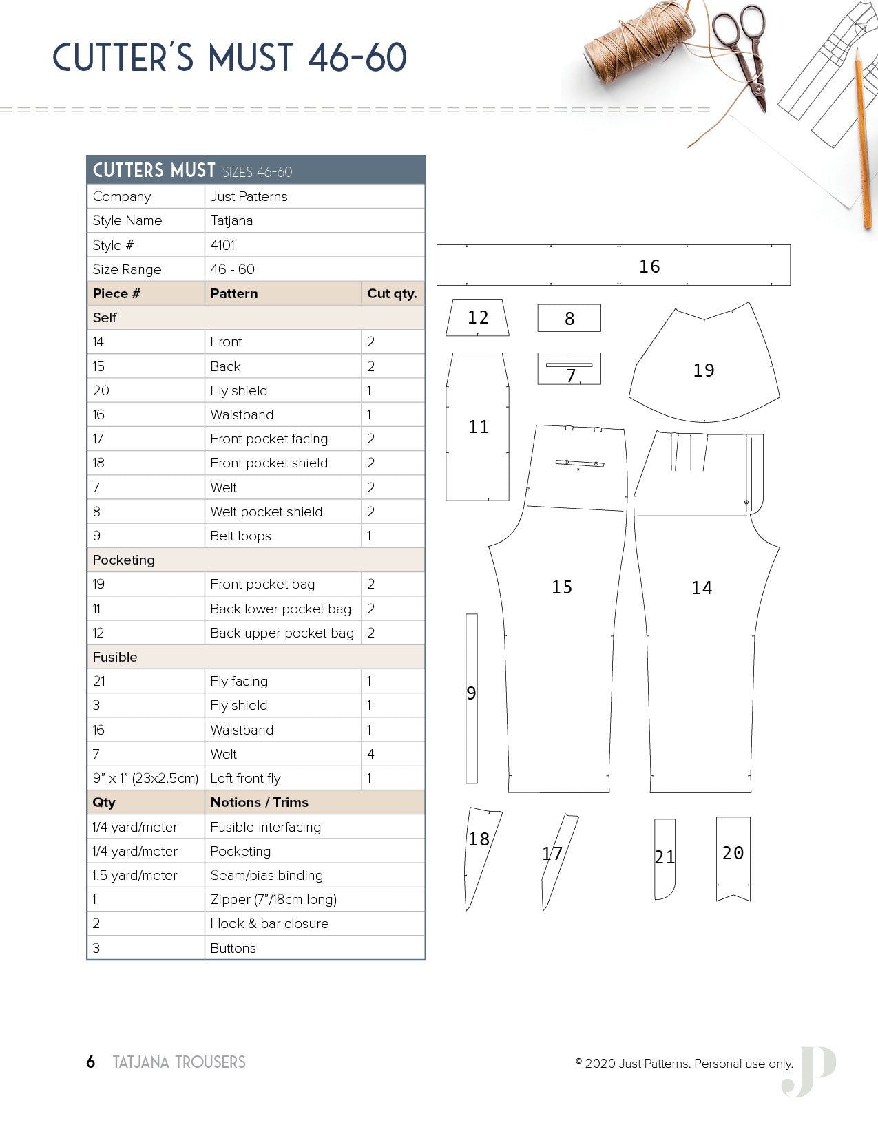 Tatjana Trousers - PDF Sewing Pattern