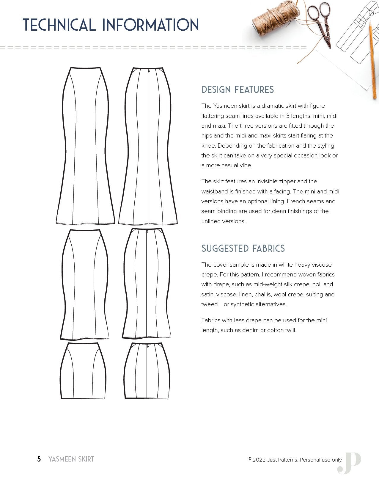 Maxi Mermaid Skirt Sewing Pattern